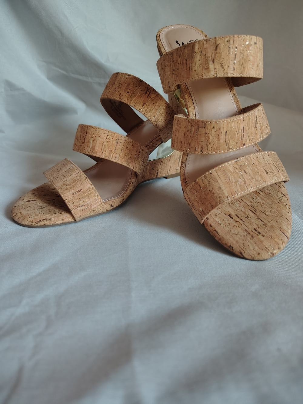 Impo Viera Real Cork Wedge Slide Sandals Gold Metallic Women's 6.5M